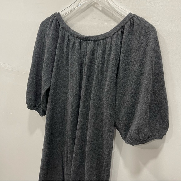 Vintage BCBGMaxAzria Cotton Lambswool Billow Sleeve Shift Dress Medium Grey - Picture 5 of 8